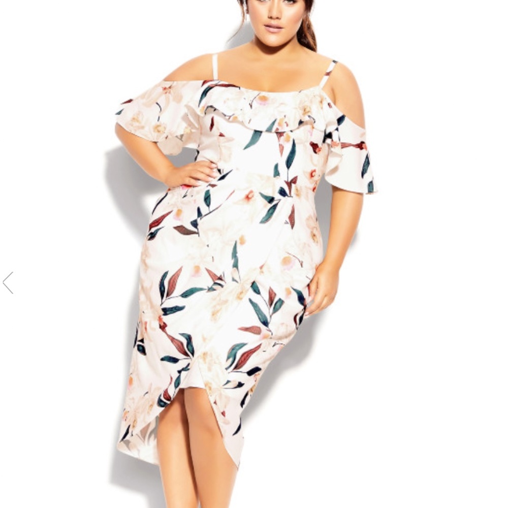 NWT City Chic Sweet Orchid Dress in Ivory Size 16